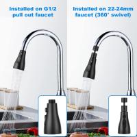 Caño giratorio de 360 °, grifo de fregadero de cocina FM22 M24, rociador de accesorio de grifo con 3 modos, aireador de cabezal Bubbler de repuesto, G1/2 - details 3