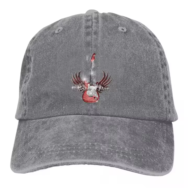 Gorra De Béisbol Estilo Rock Para Hombres Y Mujeres Protección Solar Ajustable Con Diseño De Guitarra Y Sombrero De Vaquero - 1