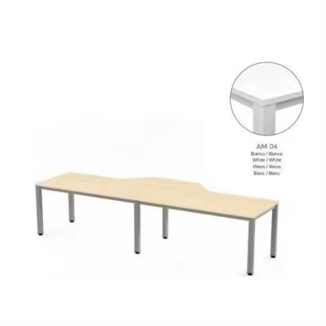 MESA EN FORMA DE L EXECUTIVE DE ROCADA 360x120x80 COLOR BLANCO/BLANCO - 1