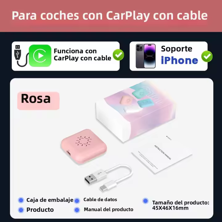 Adaptador De Carplay Sin Cable Carlinkit 3.0 Mini Para Coche Compatible Con Toyota Mazda Nissan Camry Audi Kia IOS15 Para Spotify Conexión Rápida Y Fácil Instalación - 1
