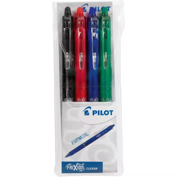 Pilot Bolígrafo Frixion Clicker 0,7mm Retráctil Grip Tinta Borrable (Pack Azul, Negro, Rojo y Verde) - 1