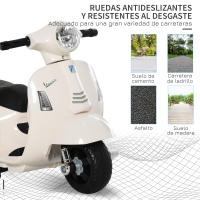 HOMCOM Moto Eléctrica Vespa para Niños de 18-36 Meses con Faro Bocina y 4 Ruedas Motocicleta Infantil con Licencia 66,5x38x52 cm - details 5