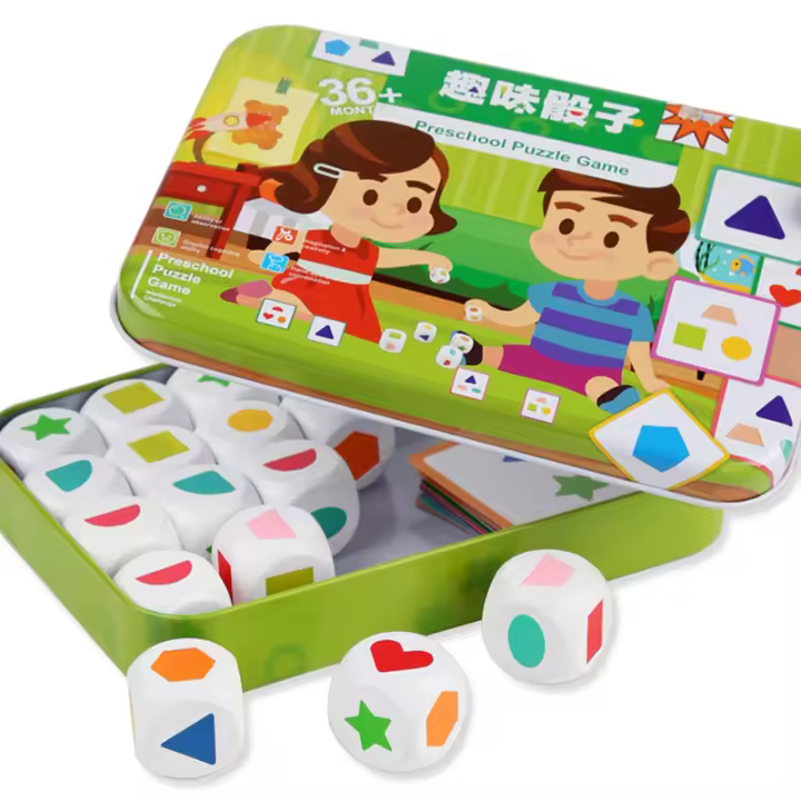 Juego De Tablero De Dados Con Formas Para Niños Juguete Educativo Montessori Cartas De Alineación Geométrica Juego De Memoria Para Desarrollar El Pensamiento Y La Socialización - 1