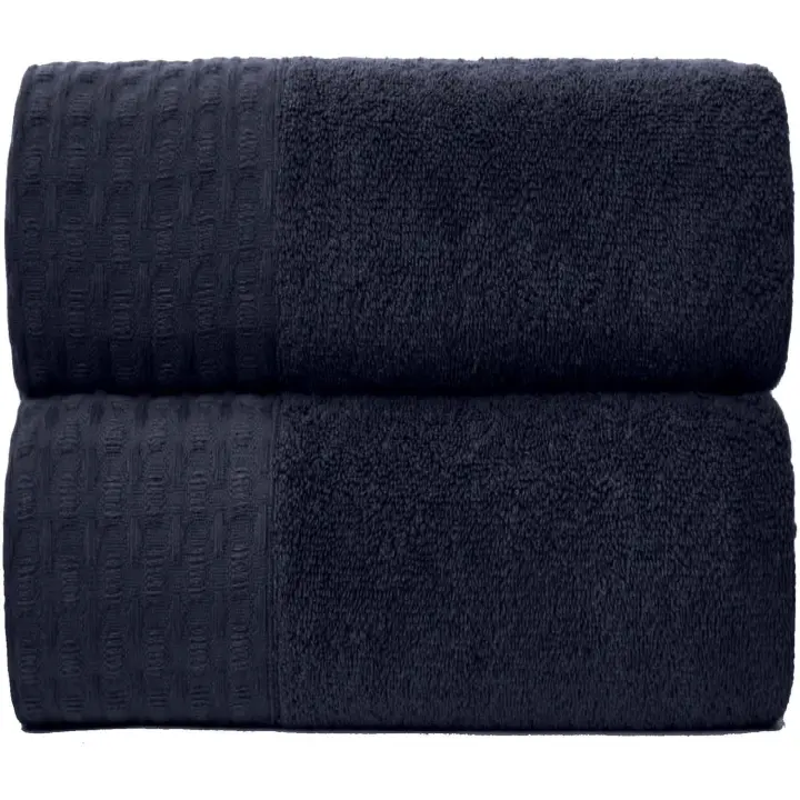 Toallas Suaves para baño, Paquete de 2 Toallas Súper absorbentes, Juego de Toallas de Algodón Egipto de 600g/m², Toalla de baño Grande Lavable, Azul Marino - 1