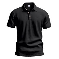 Camisa POLO de manga corta con solapa y botones, informal, de lino, transpirable, estilo británico, de verano para hombre - details 33