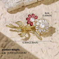 Broche De Flor Dorada Con Zirconia Joyería De Novia Lujo Accesorios Para Mujer Regalos Para Damas De Honor Adornos Elegantes Para Bodas - details 24