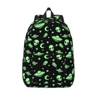 Mochila escolar para estudiantes, bolso de hombro para computadora portátil, Alien verde, UFO, luna - details 0