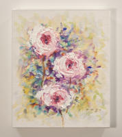 Cuadroexpres - Armario para Llaves, para pared, 26x31x6 cm, Pintado a Mano, Flores Rosas, con Relieve, 100% Original, Con 12 ganchos para colgar llaves. Tornillos y tacos incluidos. Firmado por el artista - details 0