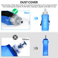Botella De Agua Deportiva Plegable Y Ligera De 500ml Con Anillo En La Muñeca Antideslizante Para Correr Material TPU Suave - details 3