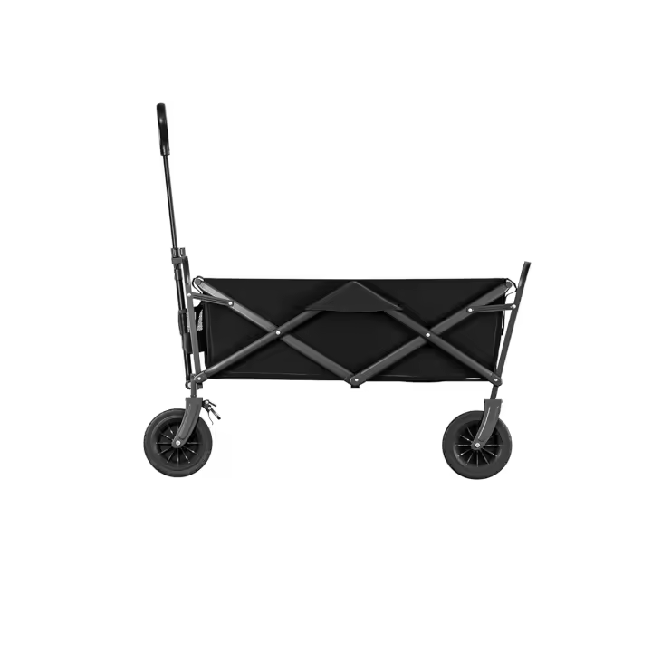 Carrito de Playa con Grandes Ruedas Universales, Carretilla Plegable con Mesa y 2 Portavasos Gran Capacidad 220 lbs, Altura del Mango Ajustable, Carro Camping para Jardín/Playa/Picnic (Negro) - 1