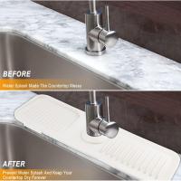 Protector contra salpicaduras del fregadero, estera del grifo del fregadero del silicón accesorios del fregadero estera absorbente del grifo para la cocina, cuarto de baño (blanco) - details 2