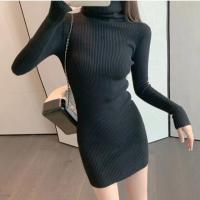 Vestido Bodycon De Térmica Para Mujer HELIAR Con Cuello Alto Y Manga Larga Tejido Grueso Para Otoño E Invierno Vestido De Oficina Con Diseño Sólido - details 5