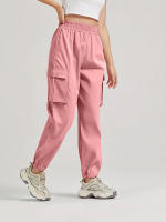 Women's Casual Workwear Sweatpants High-Waisted Loose Fit Solid Color with Belt And Pockets mid Waist Ankle-Length Polyester - details 2