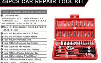 Juego De Herramientas Manuales 46 Piezas Con Estuche De Almacenamiento Plástico 1/4 Pulgada JUNEFOR Kit General Para El Hogar Y Reparación De Coches - details 1