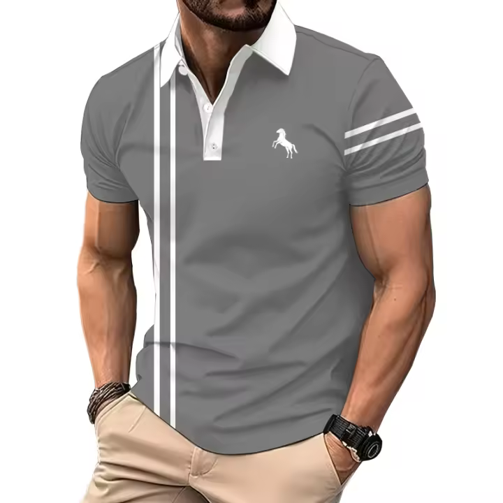 Camisa Polo De Punto De Rayas Para Hombre Verano Manga Corta Deportiva Casual Quick Drying Polyester Tops Para Golf - 1