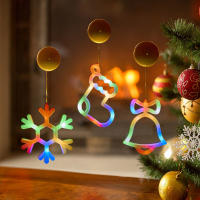 Luces De Pared Para Ventanas Con Forma De Navidad Y Aros De Campana Y Calcetines Con Ventosa Para Decoración De Hogar Y Ramadán Fuente De Energía: Pilas (No Incluidas) - details 0