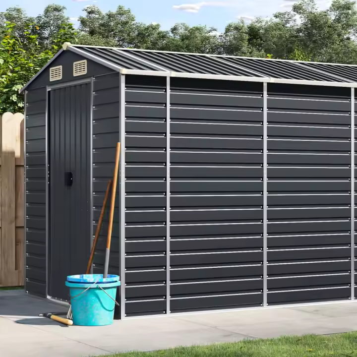 vidaXL Cobertizo de jardín acero galvanizado antracita 191x725x198 cm - 1