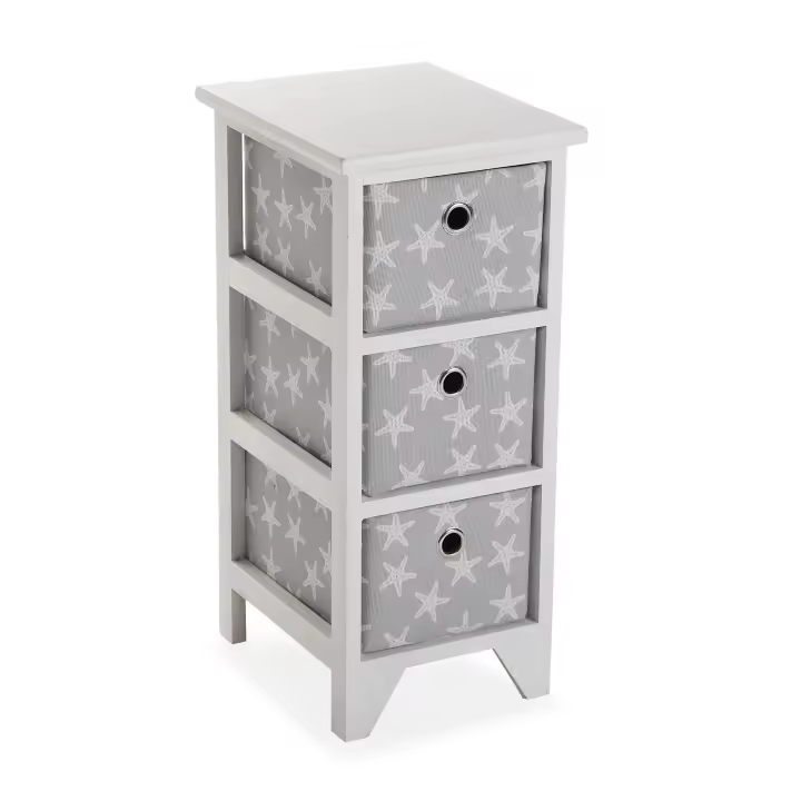 Versa Starfish Mueble para el Baño Auxiliar, Cajonera con 3 cajones para organizar, Almacenaje moderno y divertido, Medidas (Al x L x An) 58 x 29 x 23 cm, Madera, Color Gris - 1