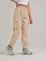 Women's Casual Workwear Sweatpants High-Waisted Loose Fit Solid Color with Belt And Pockets mid Waist Ankle-Length Polyester - details 24