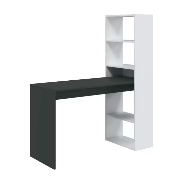 Mesa escritorio con estantería Duplo - Blanco/Antracita Fabricado en España - Materiales alta calidad - Somnia Descanso - 1