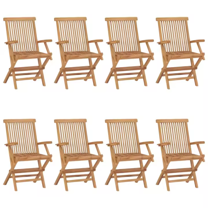 Sillas de Jardín 8 UDS Madera maciza de Teca con los - 1
