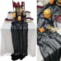 Correa De Mesa Bohemia Negra De 35x72 Pulgadas Para Decoración De Boda Y Eventos Telas De Gasa Para Arco Y Centro De Mesa - details 0