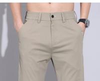 Pantalones Casuales Para Hombre De Seda Helada Verano Alta Elasticidad Suave Cómodo Negocios Rectos De Alta Calidad Talla Mediana Color Caqui - details 16