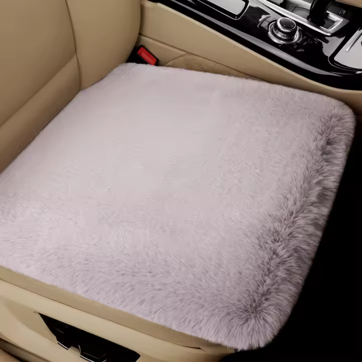 Cojín De Asiento De Coche De Peluche Para Invierno Cómodo Y Caliente Adecuado Para Coche Hogar Oficina Tamaño 18.5x17.3 Pulgadas - 1