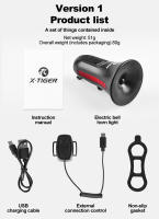 X-TIGER Bocina Eléctrica Para Bicicleta Con Luz Y Silbato Integrados Vida Útil De 6 Horas Adecuada Para Carretera Y Bicicletas De Montaña - details 10