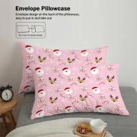 Juego De Cama Navideño 3 Piezas Con Estampado De Santa Rosa Y Rosas En Color Rosa Suave Y Cómodo Conjunto De Edredón Y Almohadas - details 12