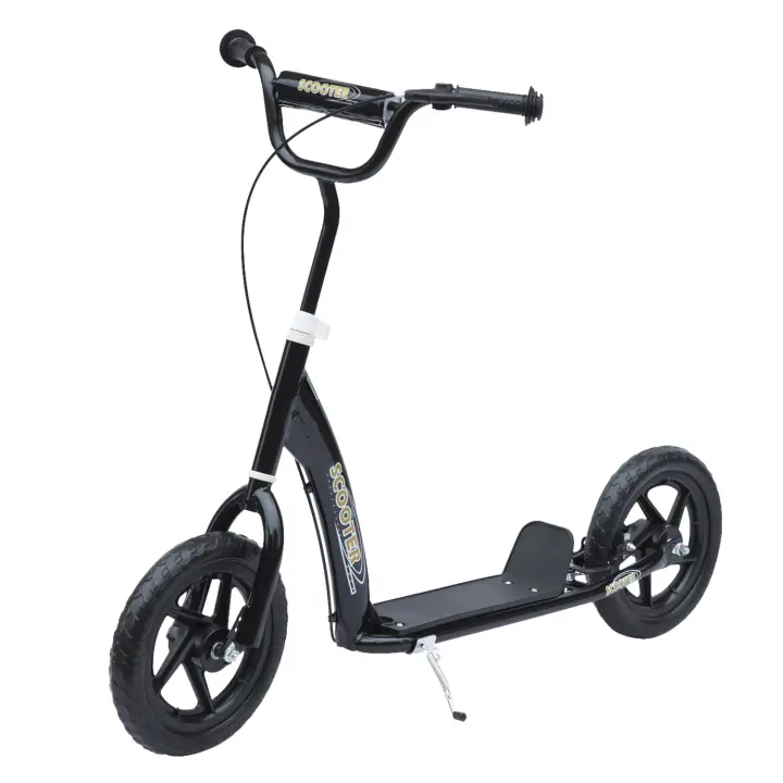 HOMCOM Patinete para Niños de +5 Años Scooter de 2 Ruedas Grandes de 12 Pulgadas con Freno y Manillar Ajustable en Altura Carga Máx. 50 kg 120x52x80-88 cm - 1