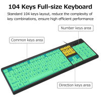 Teclado Con Cable Para Visión Baja Teclado De Contraste Alto USB 104 Teclas Letras Para Computadora Y Laptop Estilo Estándar - details 1