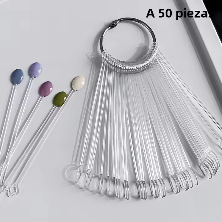 Palo De Muestra Para Uñas Postizas En Forma De Abanico Soporte Para Colores De Esmalte De Gel Plantillas De Uñas Práctica Paleta De Esmalte - 1
