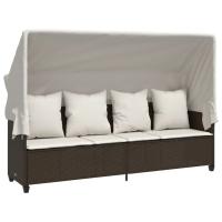 vidaXL Tumbona con capota y cojines ratán sintético Negro y crema, Marrón y crema, Gris Sillas de Exterior Ideal para jardín, playa, piscina, terraza Tumbona Piscina Tumbonas Playa Tumbonas Jardín Exterior - details 2