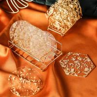 Taza De Té Ins Con Papel De Oro Y Plata Coaster De Acrílico Creativo Europeo Americano Tapete Para Café Taza Mat De Cocina - details 5