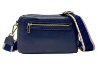 Bandoleras Mujer median, Bolso para Mujer de Marca, de Piel authentic Con dos compartimientos y dos Correos de HOMBRO extrables e intercambiables Made in Italy, Modelo Grace Lux, Bolso Azul - details 0