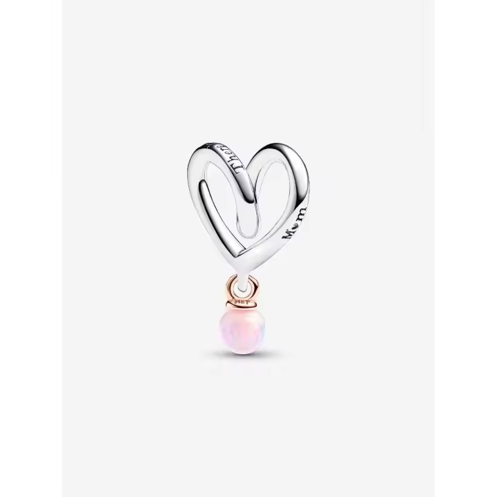 Pandora - Charm de corazón envuelve en dos tonos - Plata de Lei, Baño de Oro Rosa de 14 K - 1