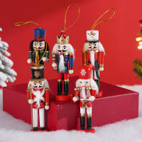 Juego De 5 Muñecos De Madera 12CM Nutcracker Guardia Soldado Colgante Decoración De Navidad Y Año Nuevo Artesanía Europea - details 7