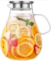 Jarra de vidrio con tapa, 88 onzas – 84.5 fl oz con línea de escala precisa, jarra de agua caliente/fría, jarra de jugo y té helado con tapa - details 0
