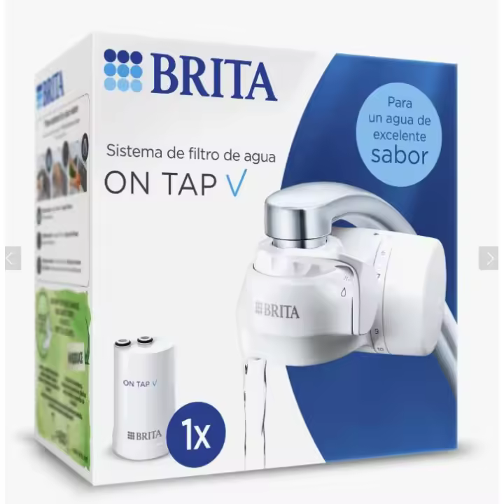 BRITA Sistema de Filtración de Agua Brita On Tap V - 1x cartucho filtrante-Reducción de Cloro y Metales - Fácil Instalación - Agua Sostenible - 1