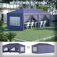 Outsunny Pabellón plegable 5.85X2.95 m, con Protección UV, Paredes laterales y Ventanas, Puerta con Cremallera, estructura de Maple Resistant, color Azul, ideal para Jardines y eventos. - details 1