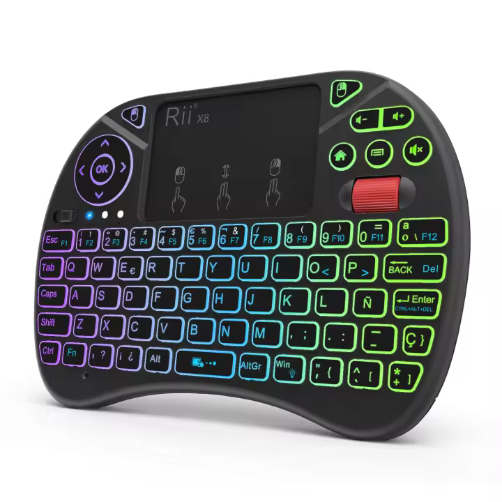 Teclado Inalámbrico Rii X8 2.4GHz Con Touchpad Y Retroiluminación Para Android TV Box PC Control Remoto Ruso/Inglés/Francés/Español Mini Ergonómico Multifuncional - 1