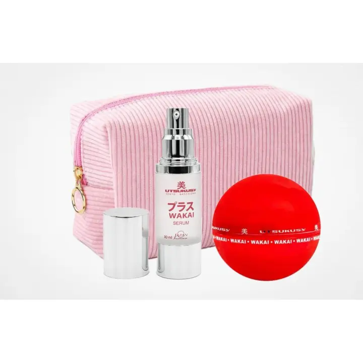 NEW! UTSUKUSY Set Wakai: CREMA + SERUM + NECESER DE REGALO -  pronunciado efecto antiarrugas con propiedades blanqueantes - Set de cuidado diario de la piel con pronunciado efecto antiarrugas con propiedades blanqueantes y despigmentantes - 1