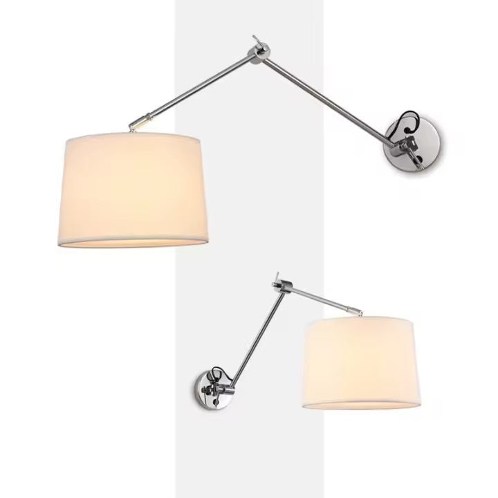 ALPINALUZ Aplique de pared cilíndrico con diseño clásico y articulado Aluminio con Pantalla Textil "SWING "E27 - 1
