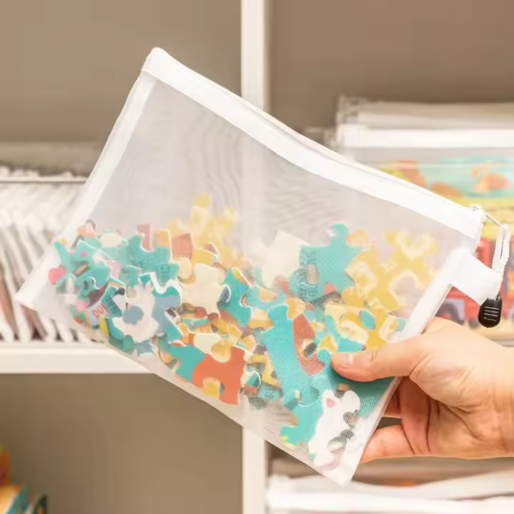 Bolsa De Almacenamiento Transparente Para Juguetes De Construcción Infantiles Con Cremallera Y Malla Organizador De Cosméticos Y Herramientas De Clasificación - 1