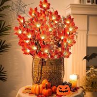 Luz De Hoja De Arce Roja Simulada Con 20 LED Para Decoración De Hogar Y Navidad Fácil De Instalar Sin Cable Potenciada Por Batería - details 0