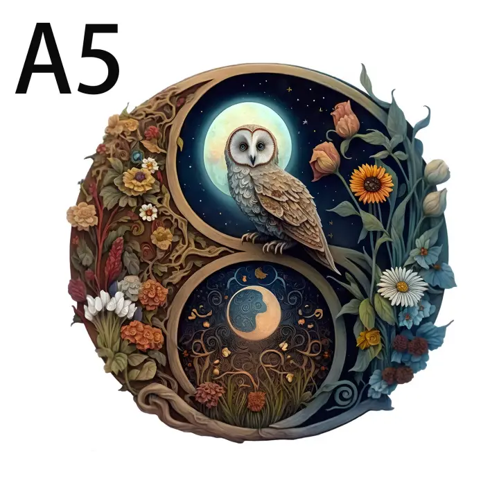 Puzzle De Madera DIY Formas Irregulares De Animales Con Patrones De Yin Y Yang Juguete De Rompecabezas Regalo De Cumpleaños Y Fiestas Para Adolescentes Y Adultos - 1