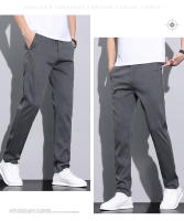 Pantalones Casuales Para Hombre Lyocell Fibra Verano Malla Suave Transpirable Elástica Slim Straight Negro Gris Talla Media - details 7