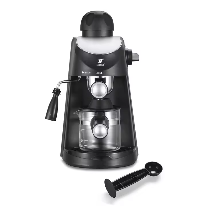 Cafetera Espresso, 240ml, 4 tazas, jarra cristal, ERP. THULOS TH-CM05 - 1