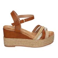 PuntoSalao Sandalias de cuña y plataforma en yute hebilla para mujer color camel F260-14 - details 1